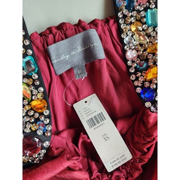 NWT Sunday in Brooklyn Embellished-Strap Bubble Mini Dress Size XS Red NA501 - Picture 8 of 12